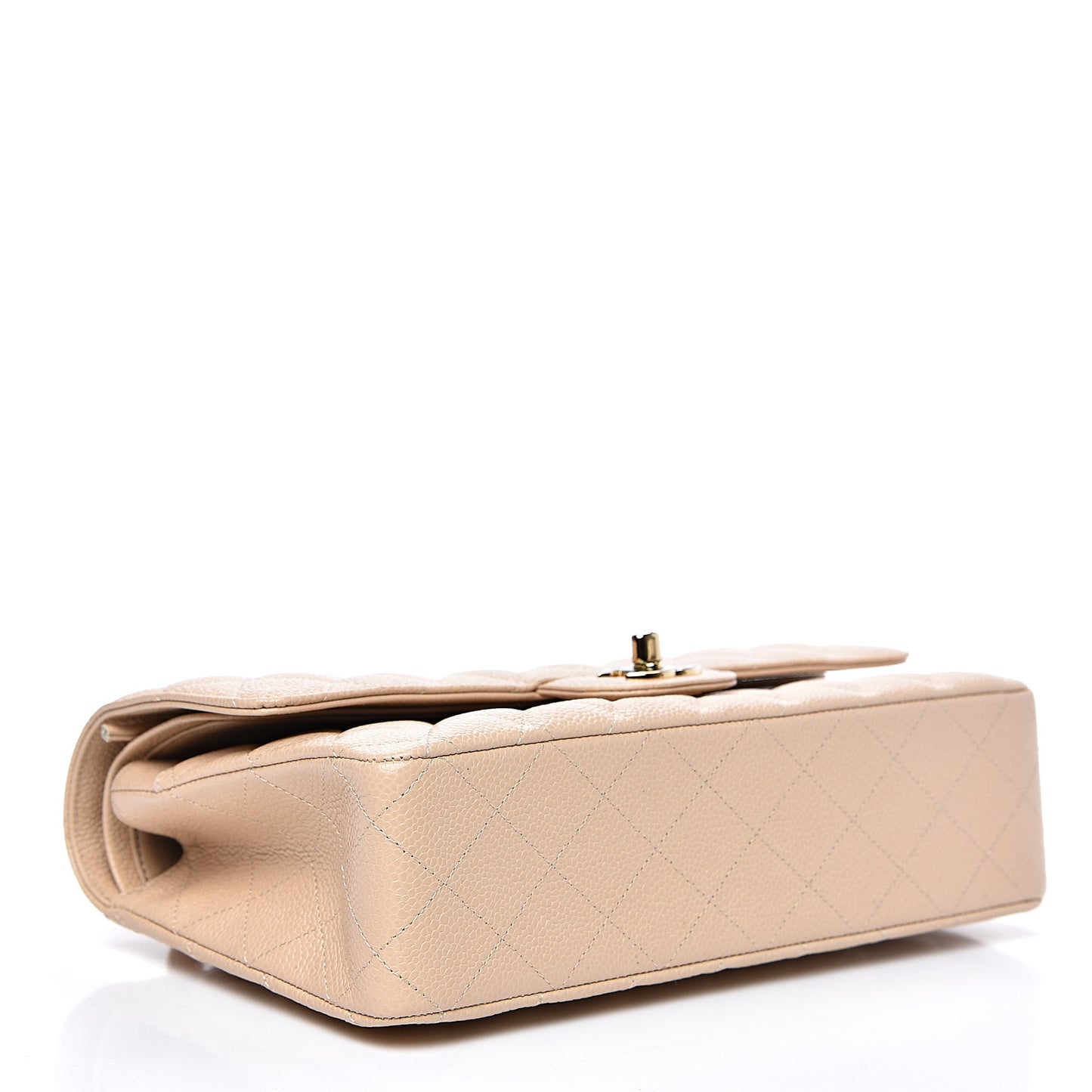 Caviar Quilted Medium Double Flap Beige Clair