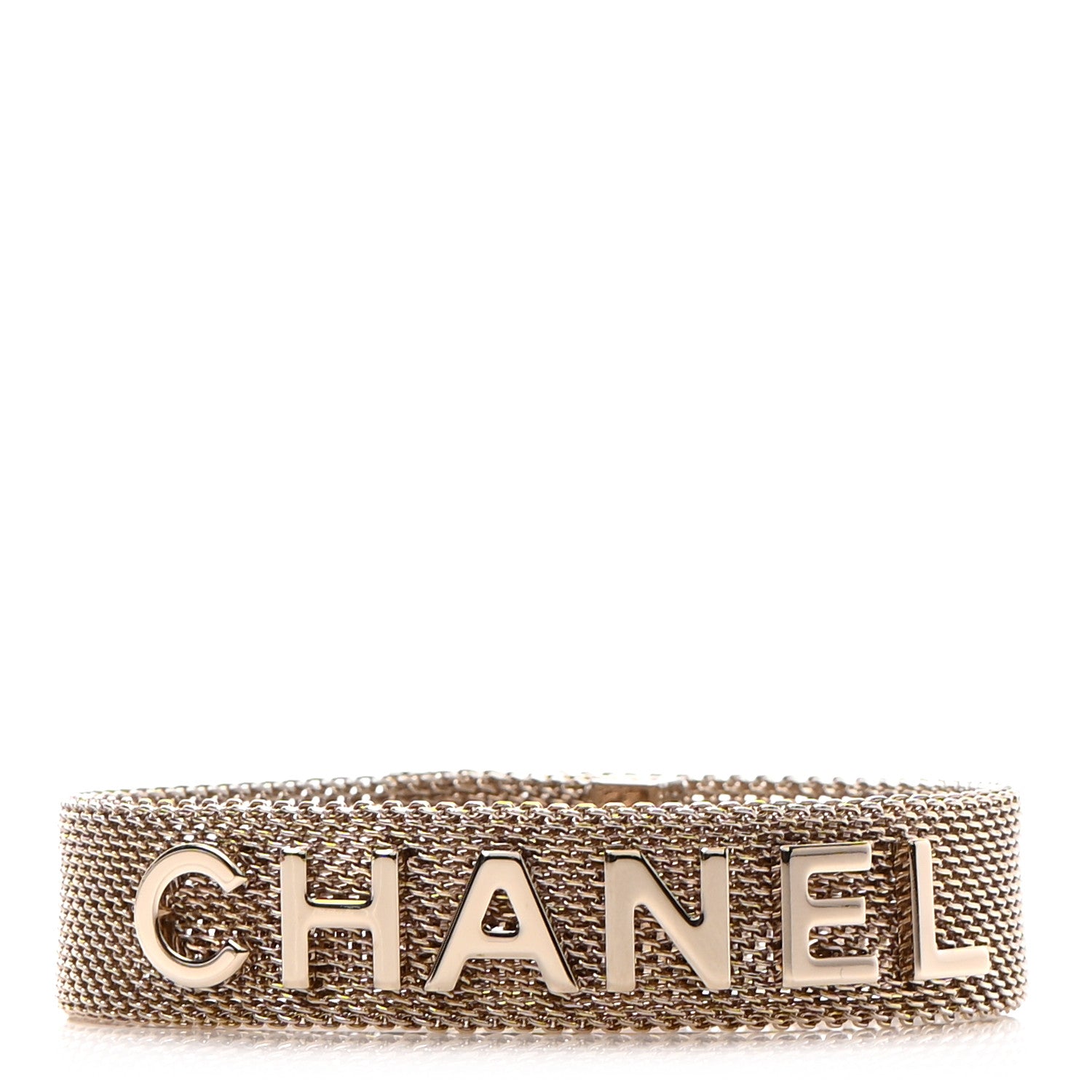 Chanel Metal Mesh Logo Bracelet Gold 1 of 6
