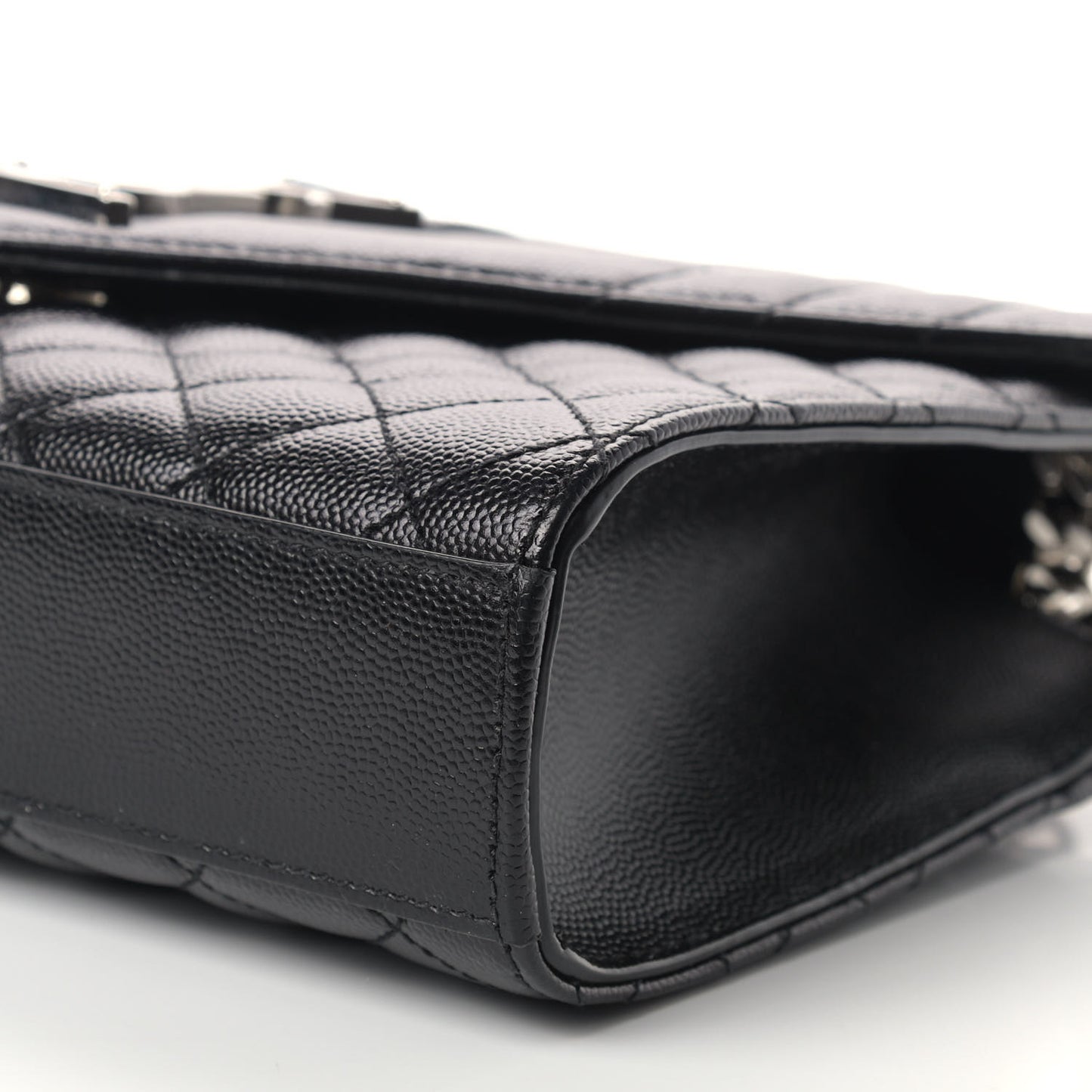 Grain De Poudre Textured Mixed Matelasse Triquilt Medium Monogram Satchel Black