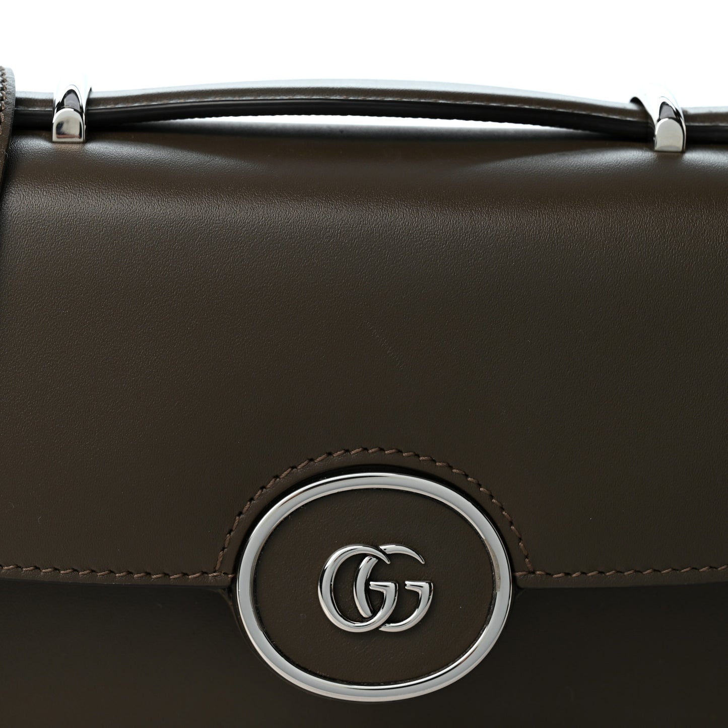 Senna Calfskin Petite GG Top Handle Shoulder Bag Brown
