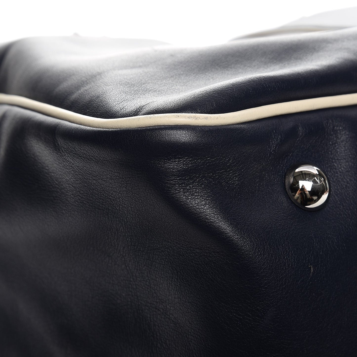 Mens Calfskin Rockstud Striped Holdall Duffle Navy