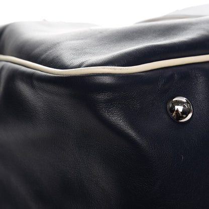 Valentino Garavani Mens Calfskin Rockstud Striped Holdall Duffle Navy 12 of 13