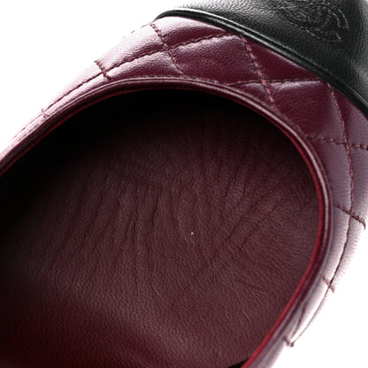 Chanel Lambskin Quilted CC Cap Toe Pumps 36 Burgundy Black 9 of 10