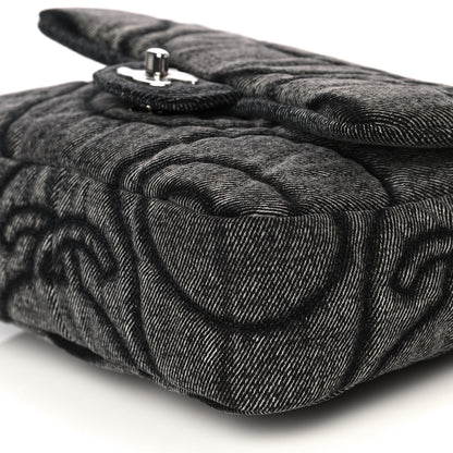 Chanel Denim Embossed CC Logo Print Mini Single Flap Black 10 of 13