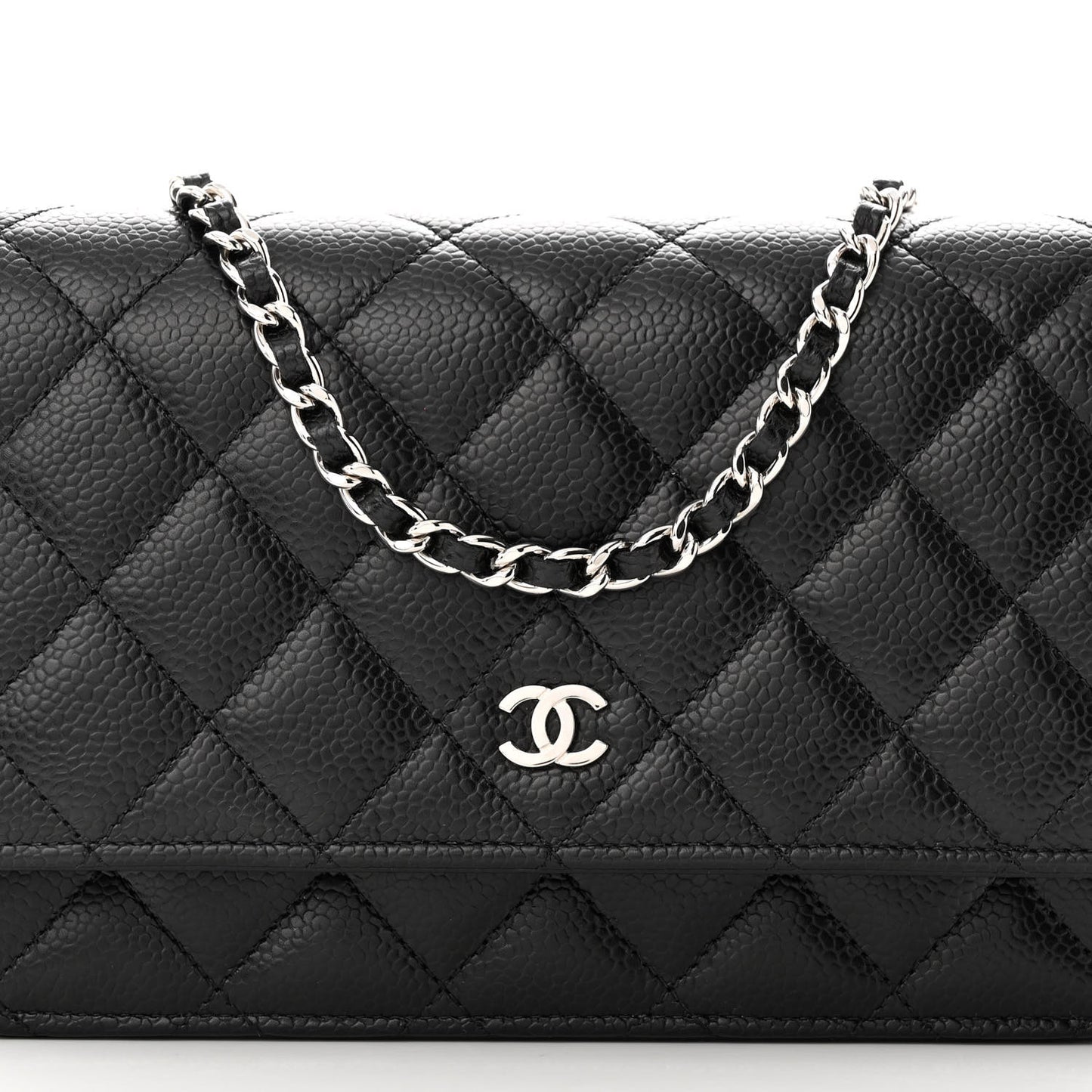 Caviar Quilted Wallet on Chain WOC Black