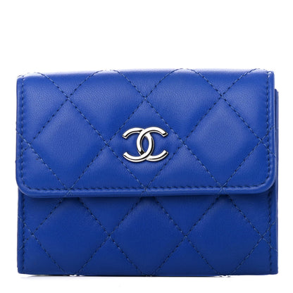 Chanel Lambskin Quilted Flap Card Holder Blue 1 of 4