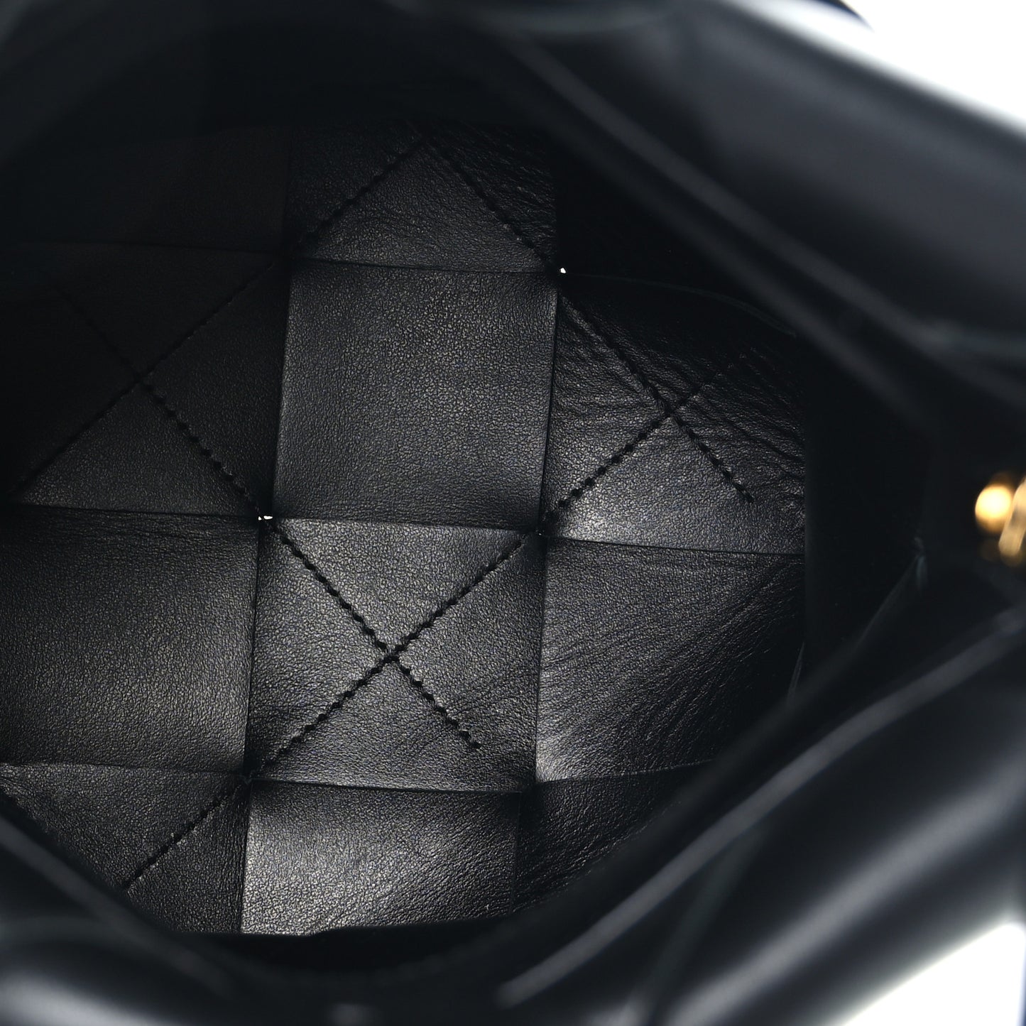 Nappa Maxi Intrecciato Clasp Bucket Bag Black