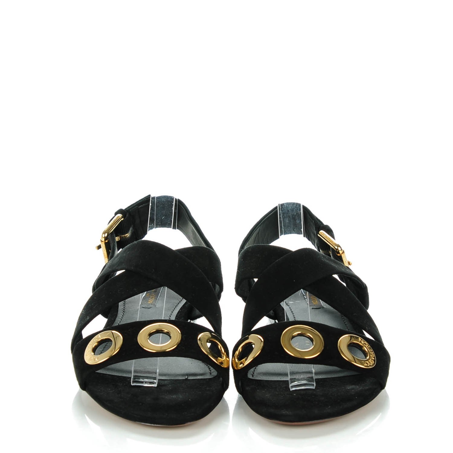 Louis Vuitton Suede Kid Golden Hour Flat Sandals 38 Black 2 of 9