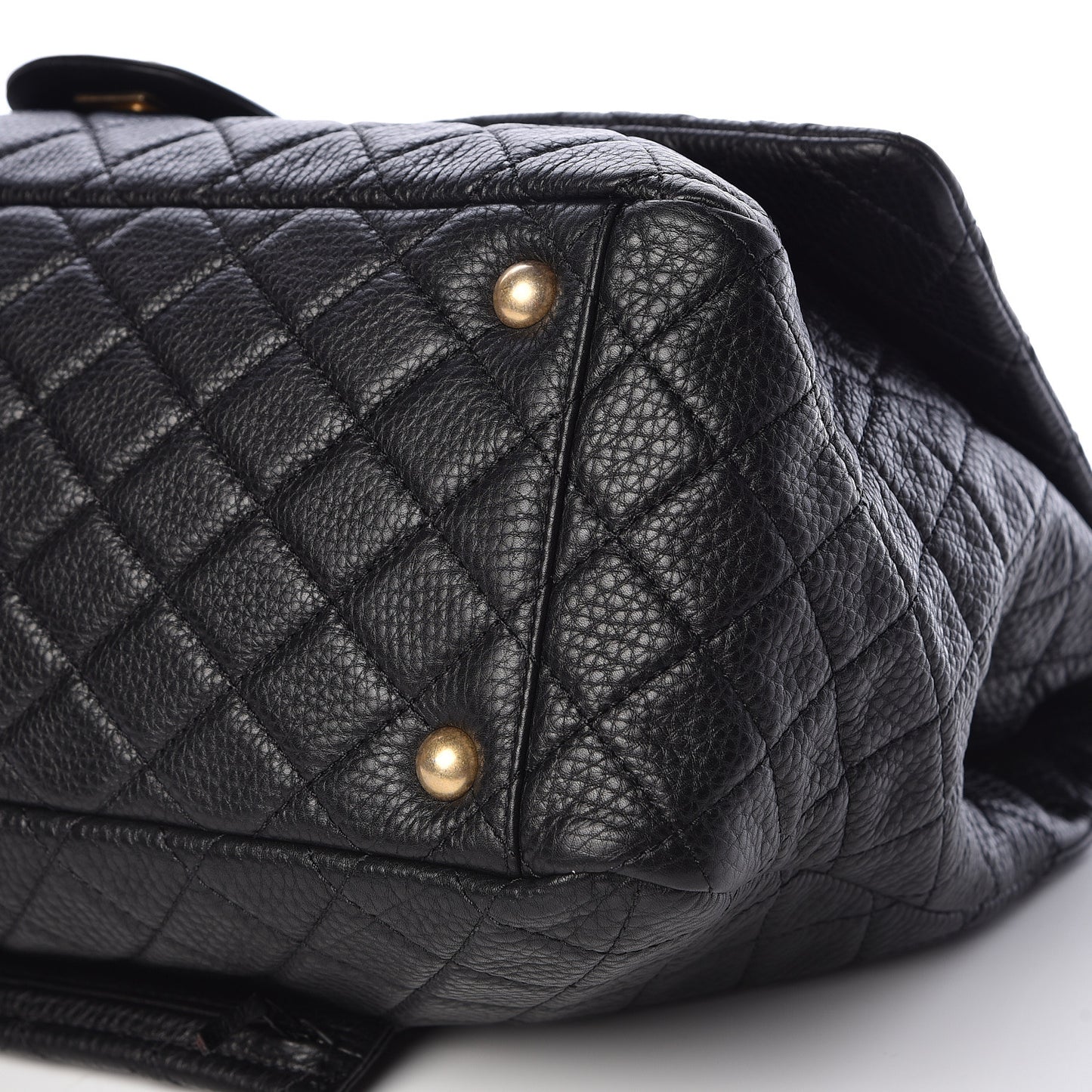 Calfskin Quilted XXL Travel Flap Bag Black