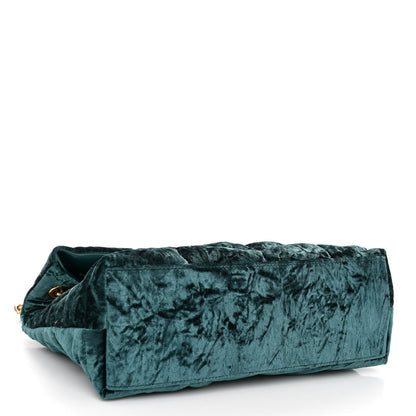 Saint Laurent Crushed Velvet Quilted Small Loulou Puffer Monogram Chain Satchel Emerald 4 of 9