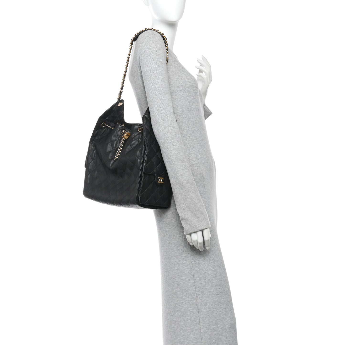 Caviar Quilted Medium Chanel 25 Handbag Black