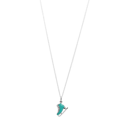 Tiffany Sterling Silver Enamel Ice Skate Charm Necklace Blue 1 of 4