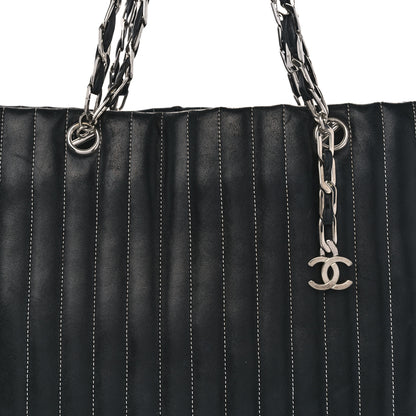 Chanel Lambskin Vertical Quilted Large Mademoiselle Tote Black 8 of 20