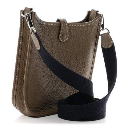 Hermes Taurillon Clemence Evelyne TPM Etoupe Bleu Indigo 3 of 11