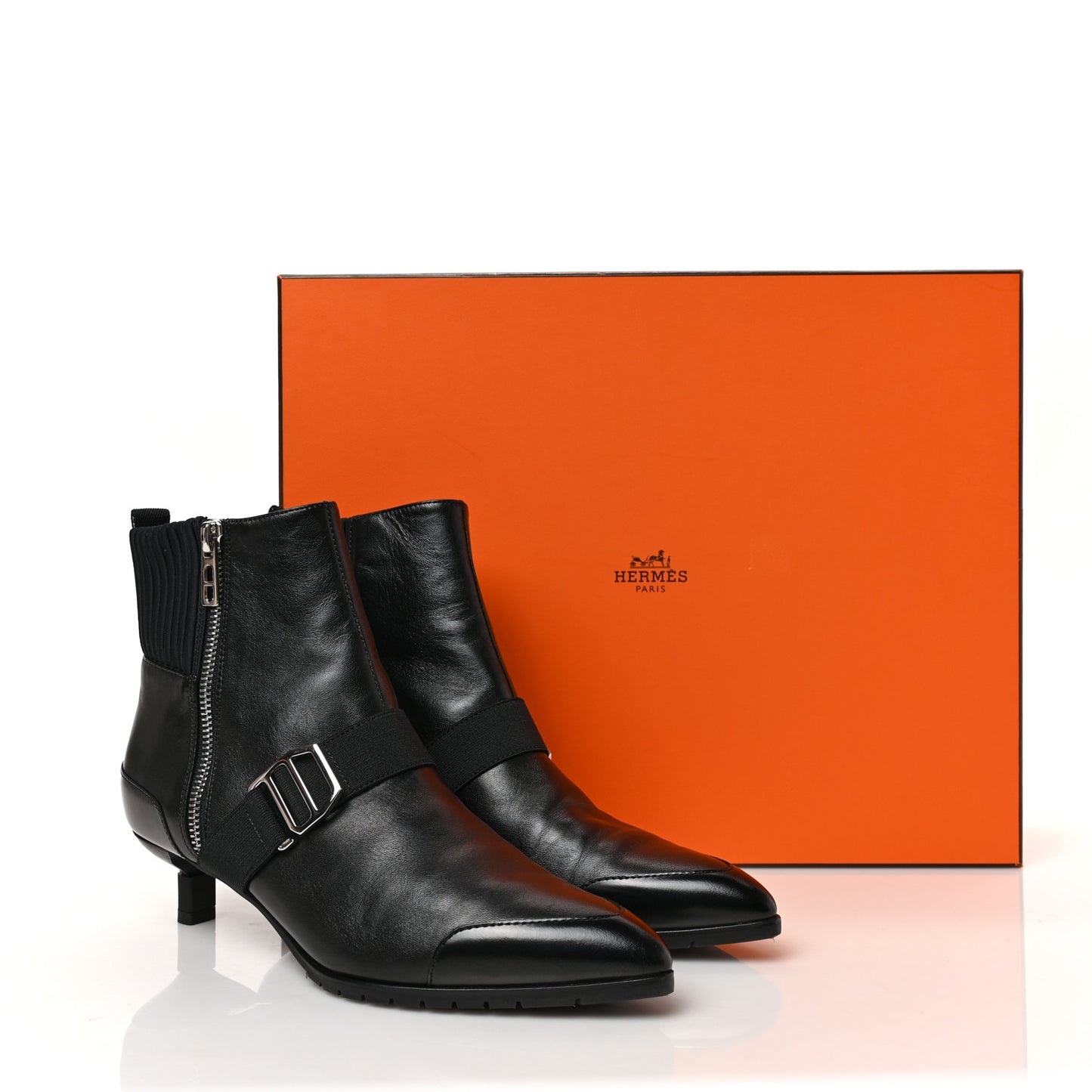 Tuscan Calfskin Technical Canvas Shocky Ankle Boots 37 Black