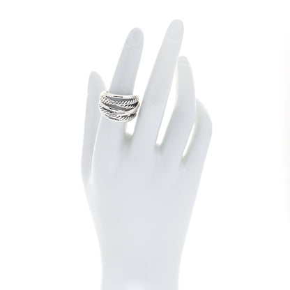 David Yurman Sterling Silver 18mm Wide Crossover Cable Ring 54 7 2 of 4