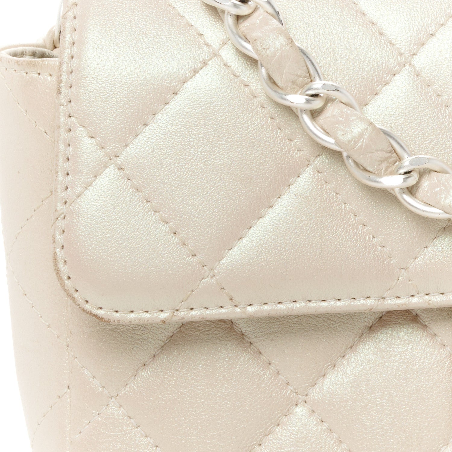 Chanel Iridescent Lambskin Quilted Mini Rectangular Flap Ivory 9 of 11