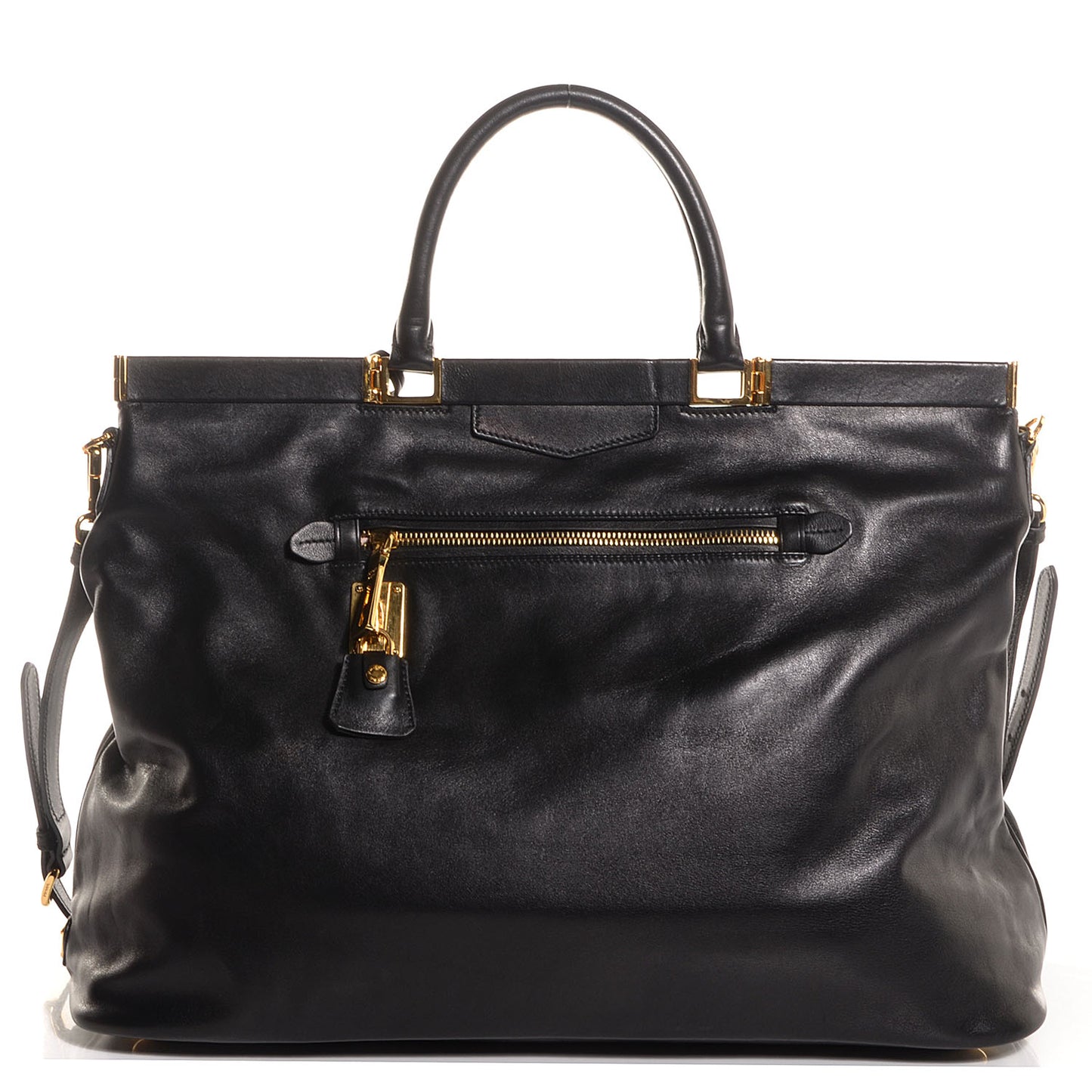 Soft Calf Large Frame Tote Nero Black
