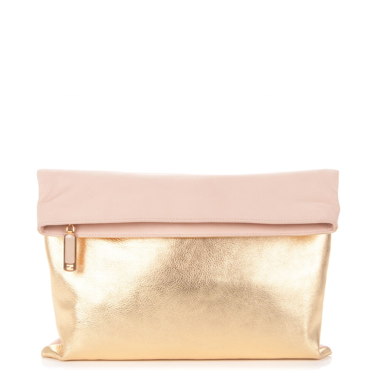 Vitello Chameleon Foldover Clutch Milk Gold Sand