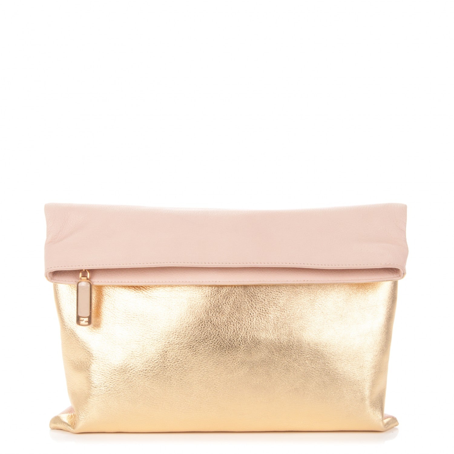 Fendi Vitello Chameleon Foldover Clutch Milk Gold Sand 1 of 9