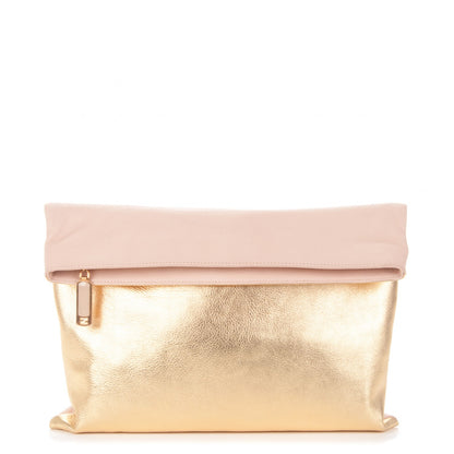 Fendi Vitello Chameleon Foldover Clutch Milk Gold Sand 1 of 9
