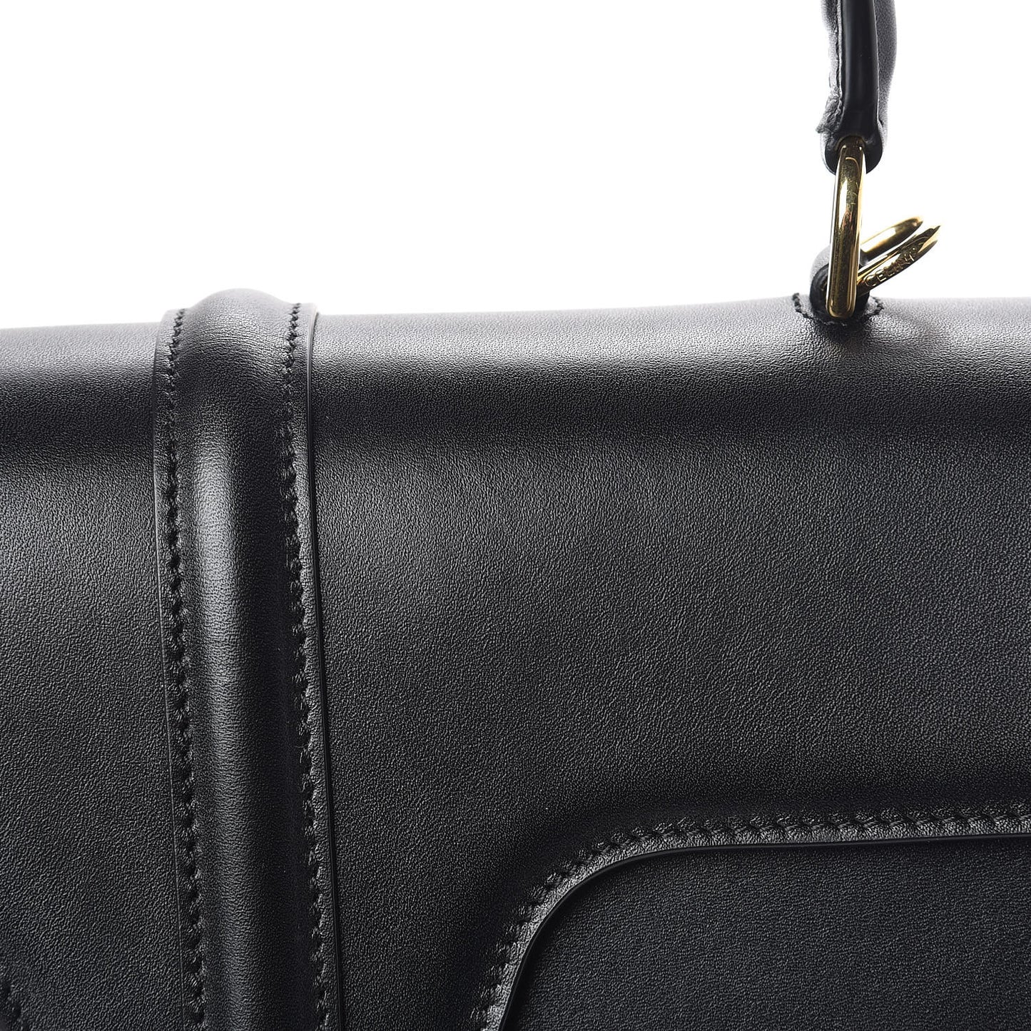 Satinated Calfskin Medium 16 Top Handle Bag Black