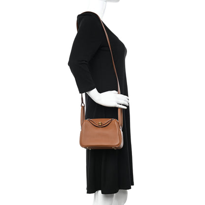 Hermes Taurillon Clemence Mini Lindy 20 Gold 2 of 11