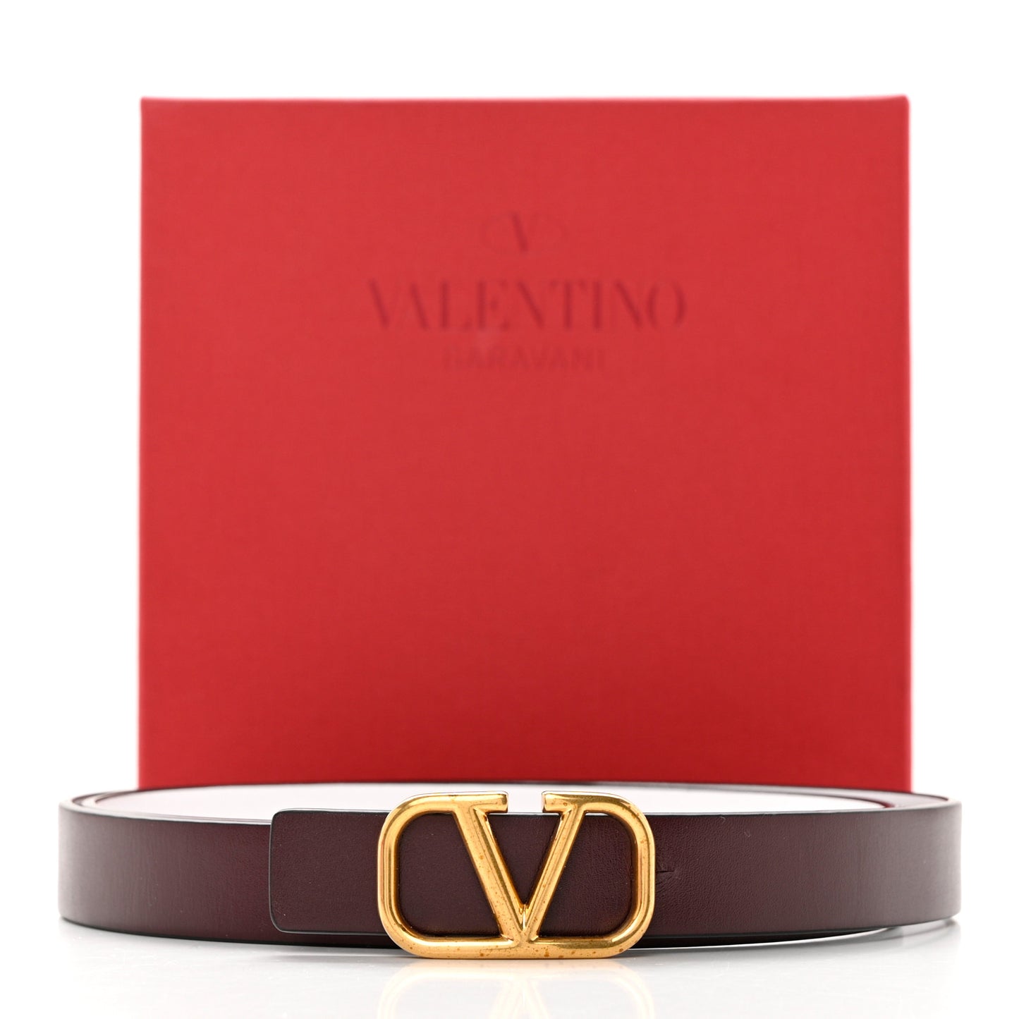 Glossy Calfskin VLogo Reversible 40mm Belt 75/30 Rubino White