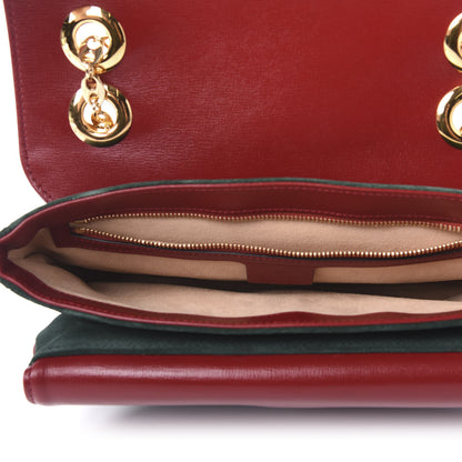 Gucci Suede Azalea Calfskin Small Marina Chain Shoulder Bag Green Red 5 of 10