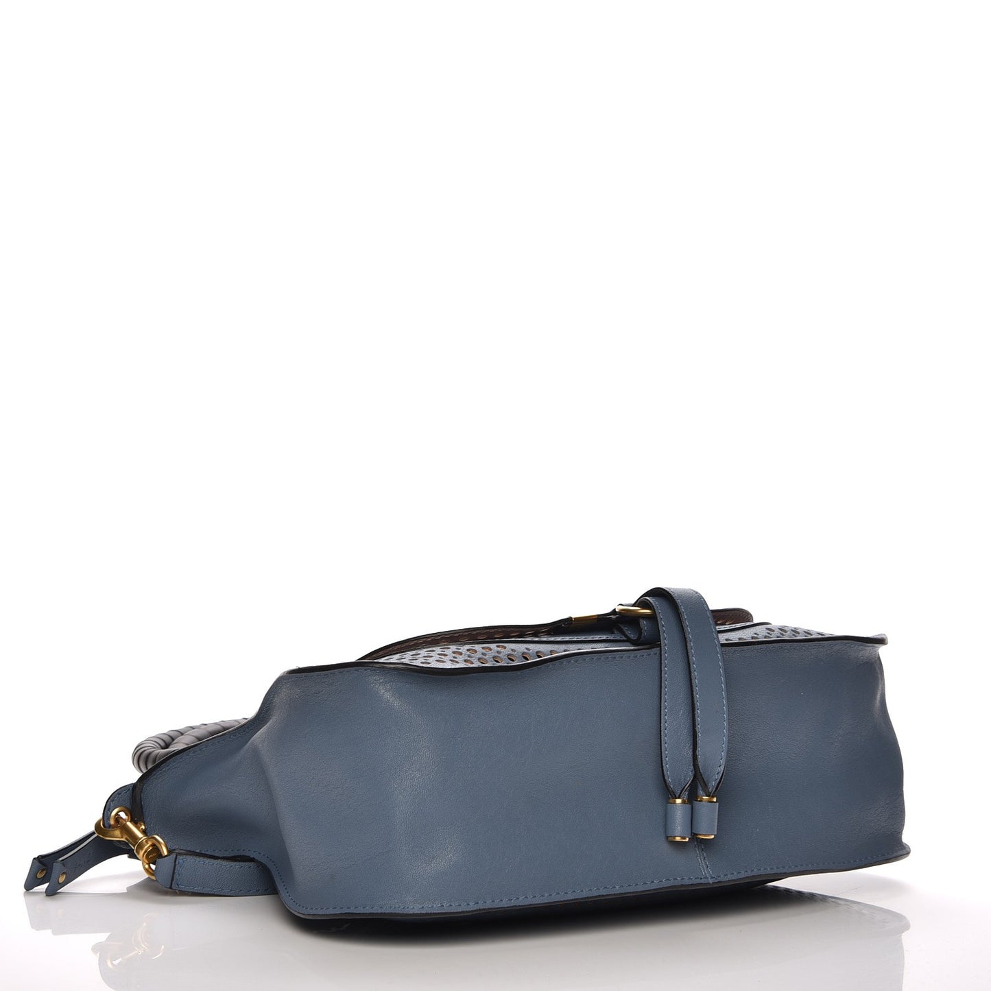 Calfskin Perforated Medium Marcie Satchel Blue