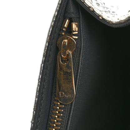 Christian Dior Snakeskin Diorama Wallet on Chain Pouch Silver 12 of 18