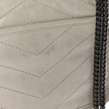 Saint Laurent Crinkled Calfskin Matelasse Monogram Baby Niki Chain Satchel Ivory 11 of 11