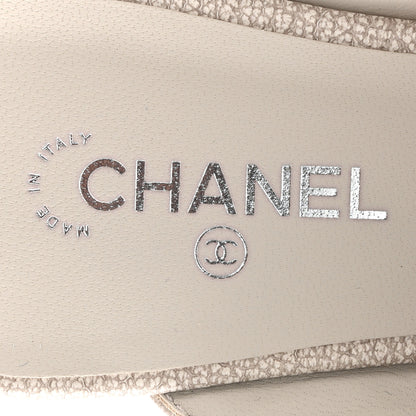 Chanel Iridescent Calfskin Logo CC Turnlock Sandals 37.5 Grey 8 of 10