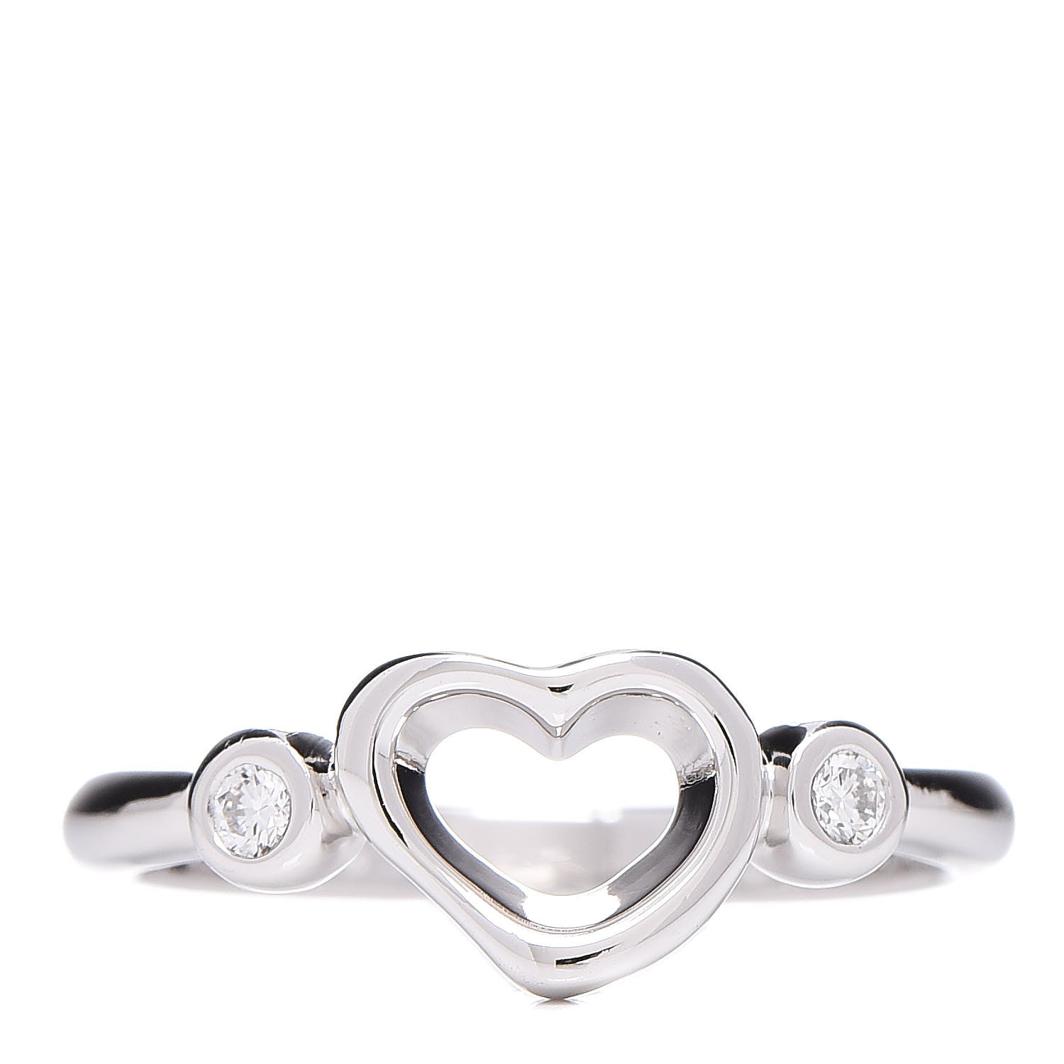 Tiffany Platinum Diamond Elsa Peretti Open Heart Ring 49 5 1 of 6