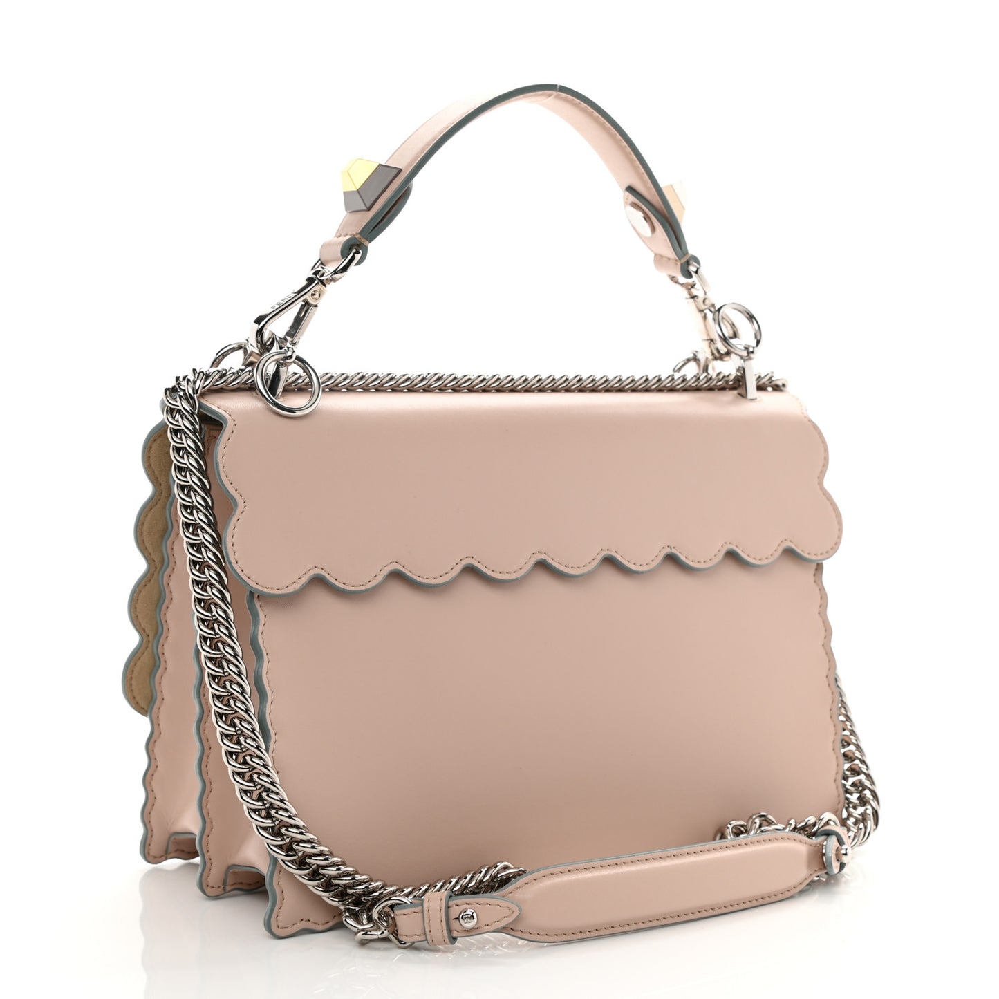 Vitello Liberty Scalloped Studded Kan I Shoulder Bag Plaster
