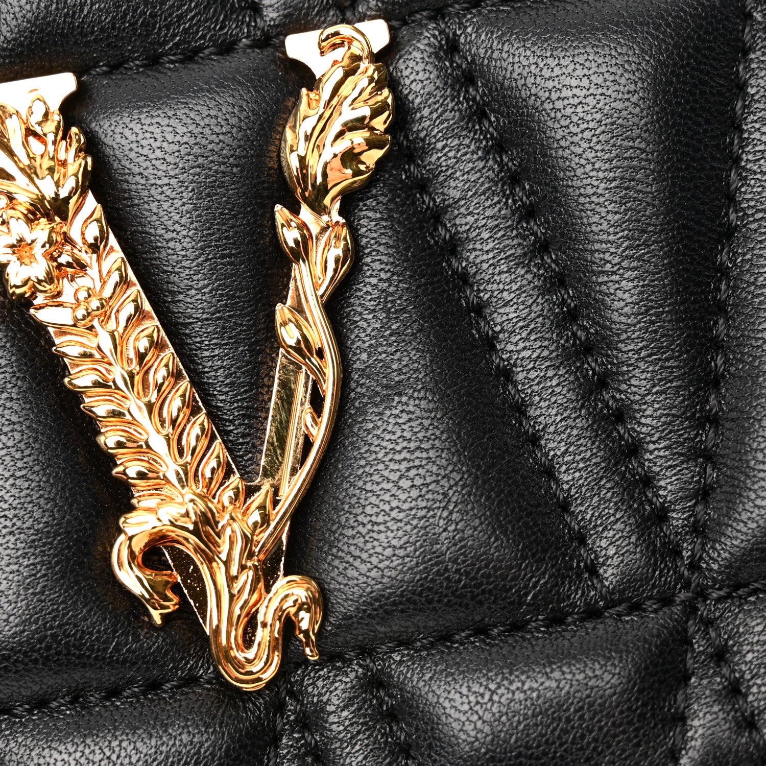 Versace Nappa Quilted Virtus Bag Black 13 of 14