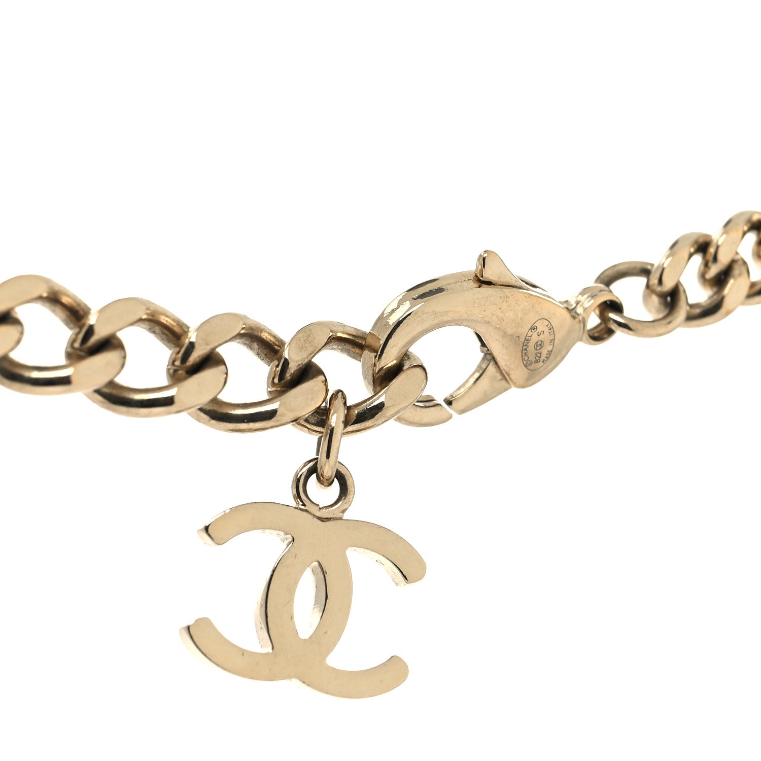 Chanel Crystal CC Chain Links Choker Necklace Gold 4 of 5