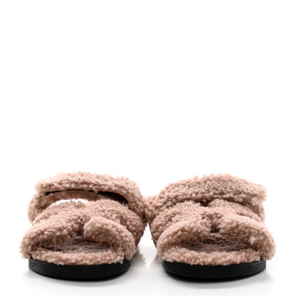Hermes Woolskin Womens Chypre Sandals 38 Bois De Santal 2 of 8