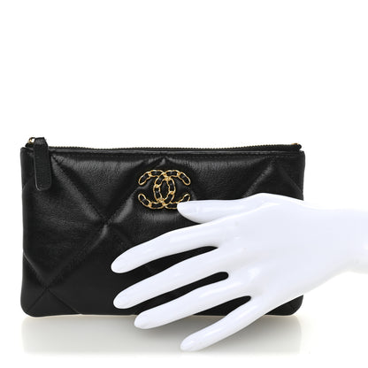 Chanel Shiny Goatskin Quilted Small Chanel 19 Pouch Black 2 of 8