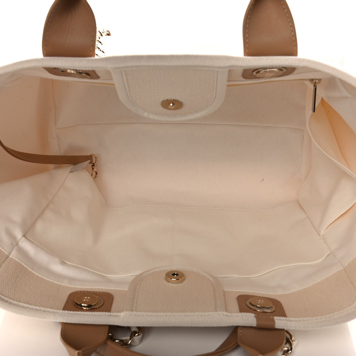 Canvas Pearl Medium Deauville Tote Ecru Beige