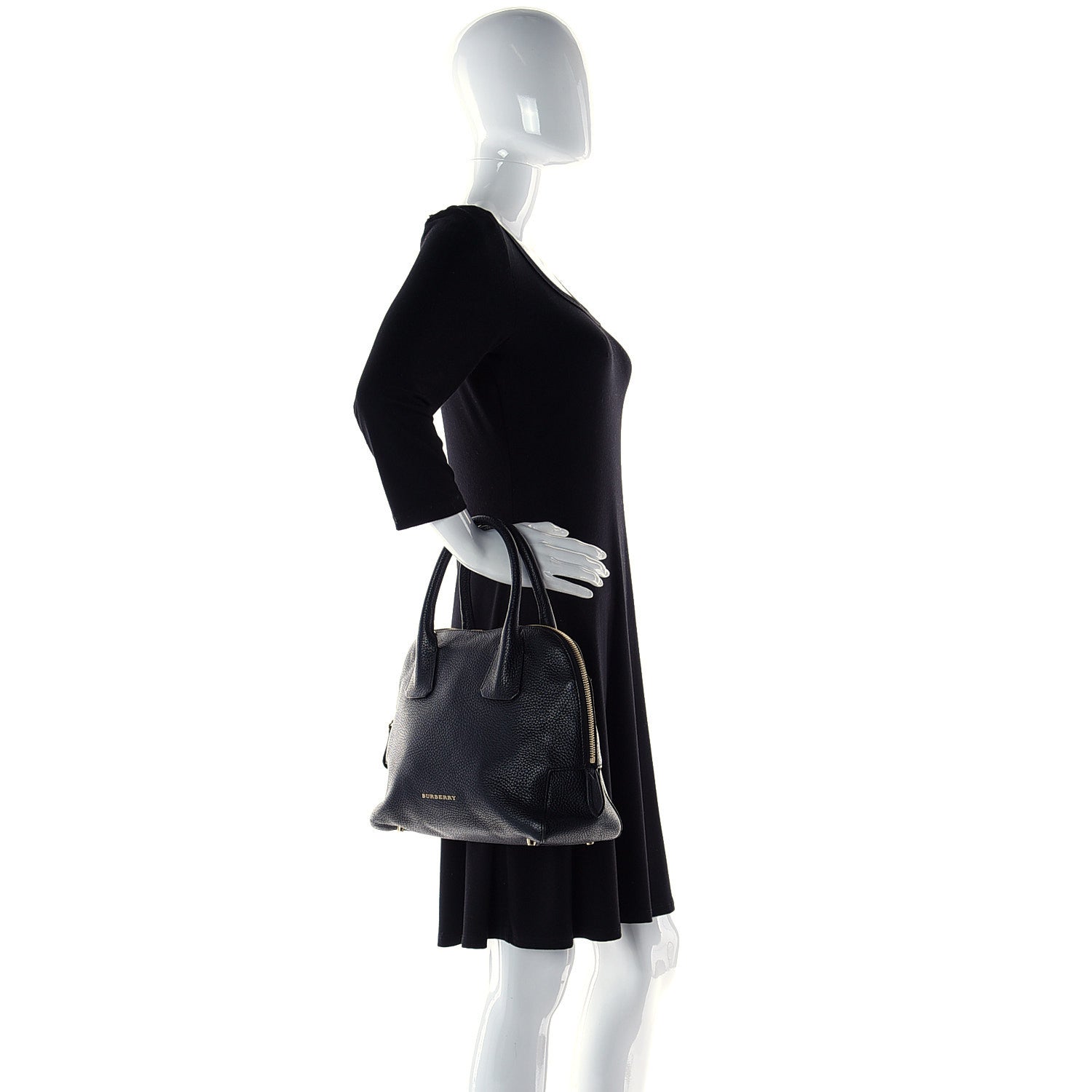 Burberry London Grainy Calfskin Small Greenwood Bowling Bag Black 2 of 10