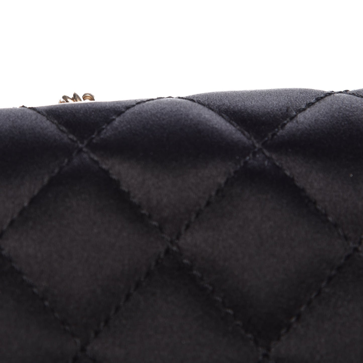 Satin Quilted Jeweled East West Flap Black