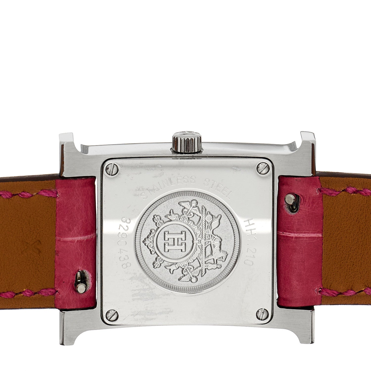 Hermes Stainless Steel Alligator Diamond Mother of Pearl 21mm Heure H Hour Quartz Watch Braise 4 of 5