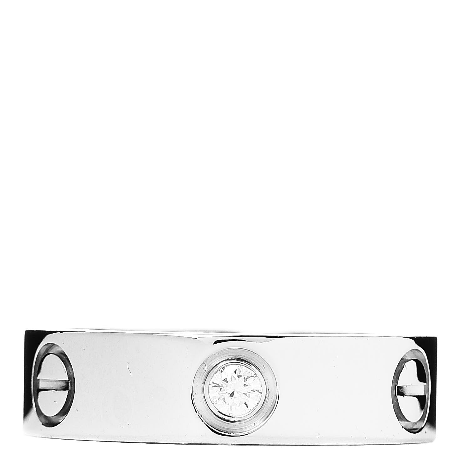 Cartier 18K White Gold 3 Diamond 5.5mm LOVE Ring 54 7 1 of 4