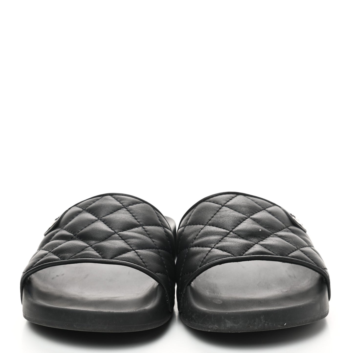 Lambskin Quilted CC Mules Sandals 38 Black