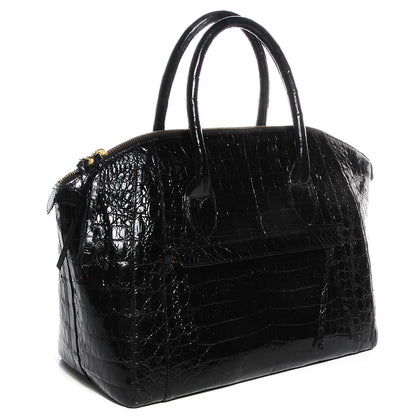 Nancy Gonzalez Glossy Crocodile Medium Satchel Black 3 of 7