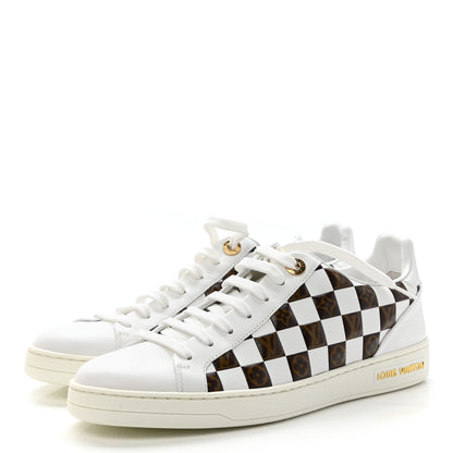 Louis Vuitton Calfskin Monogram Damier Tressage Frontrow Sneakers 38 White 3 of 9
