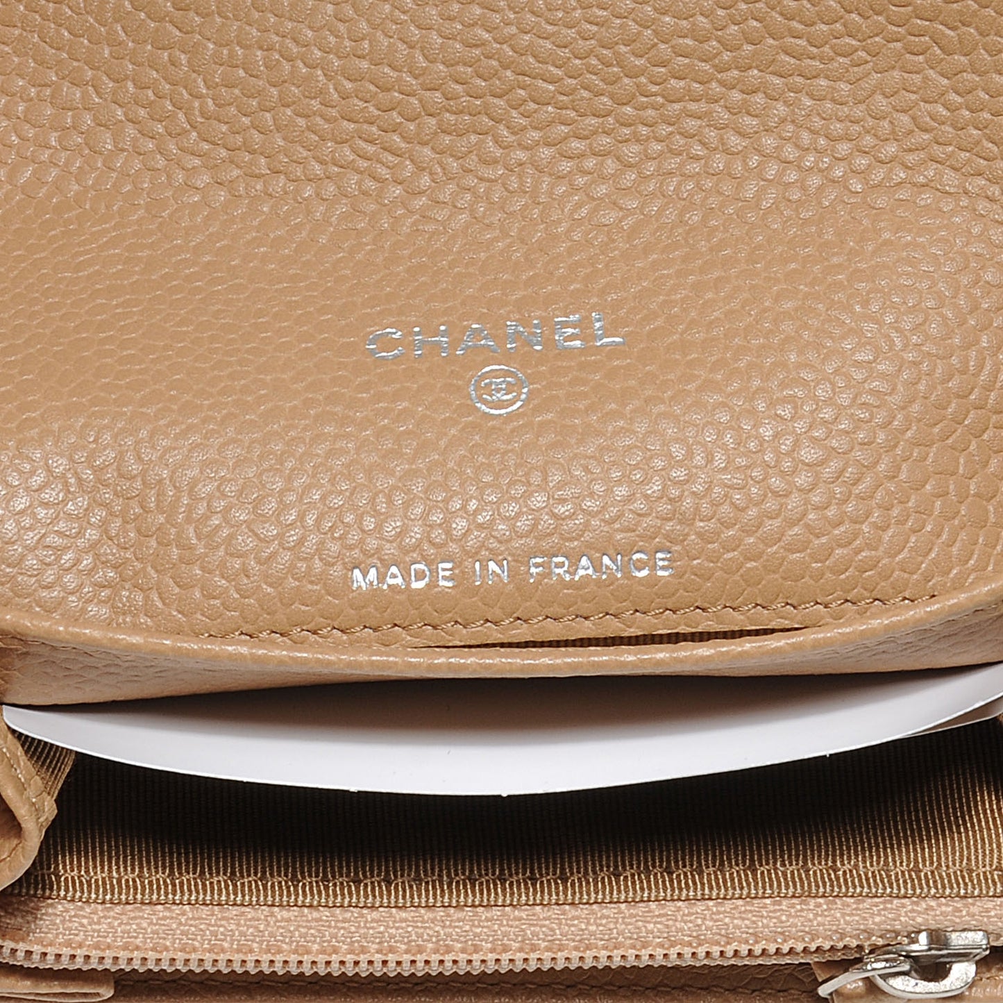 Caviar Small Compact Wallet Beige