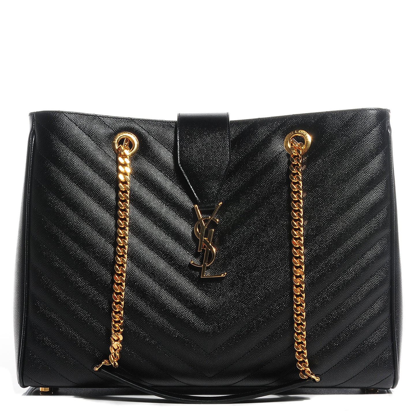 Grain De Poudre Matelasse Chevron Monogram Shopping Bag Black