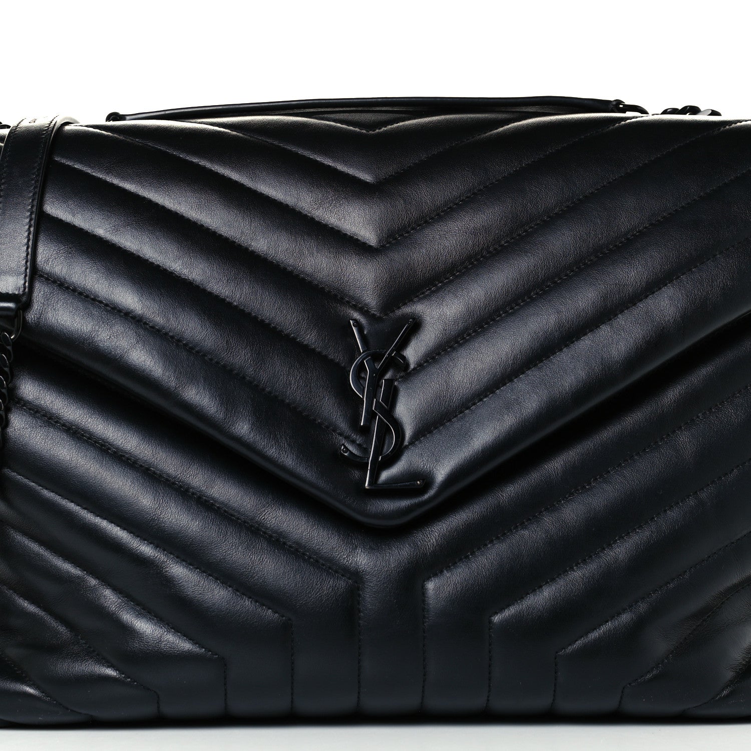 Saint Laurent Calfskin Y Quilted Monogram Large Loulou Chain Satchel Black 8 of 10